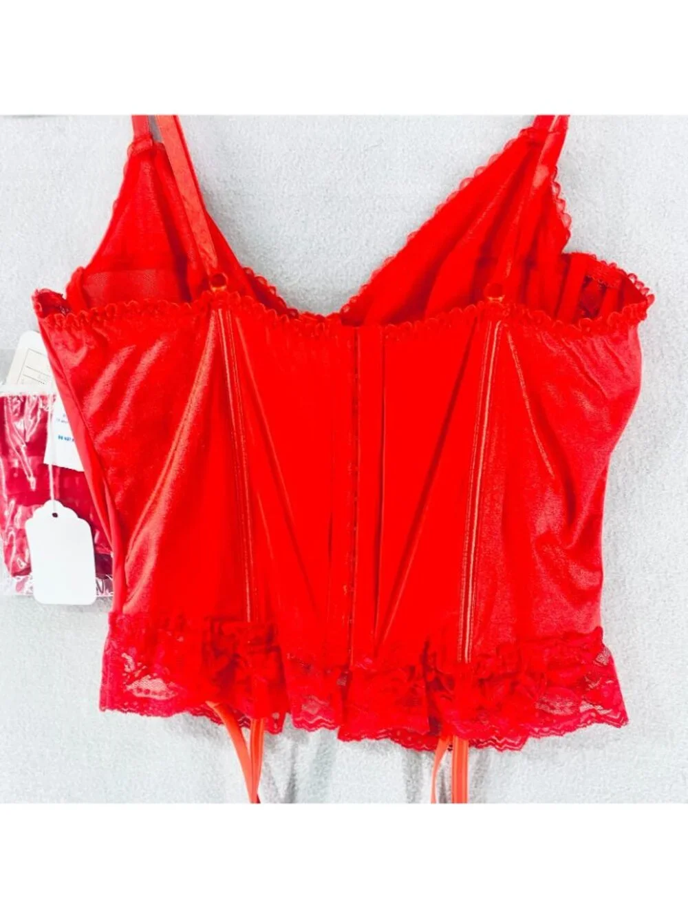 Womens Corset Bra Top Lingerie Small Red Lace Garter 90s Vintage NWT